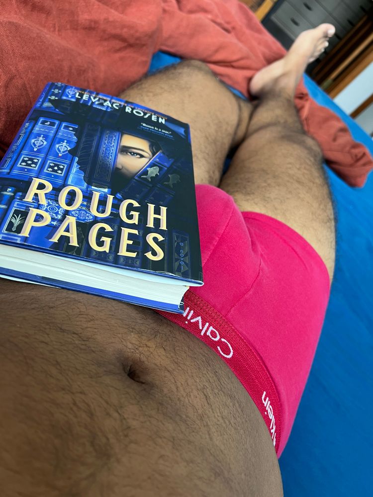 Resting my read of the day next to my bulge.
