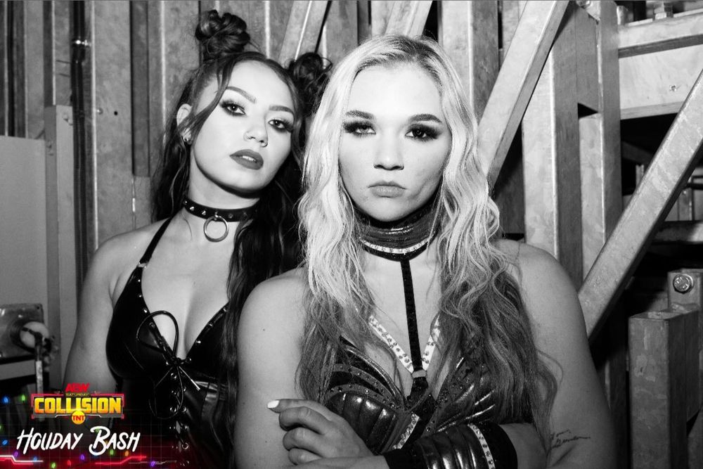 skye blue and julia hart from all elite wrestling 