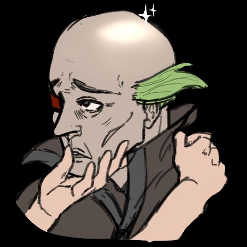 sketch of ghetsis from Pokemon but bald