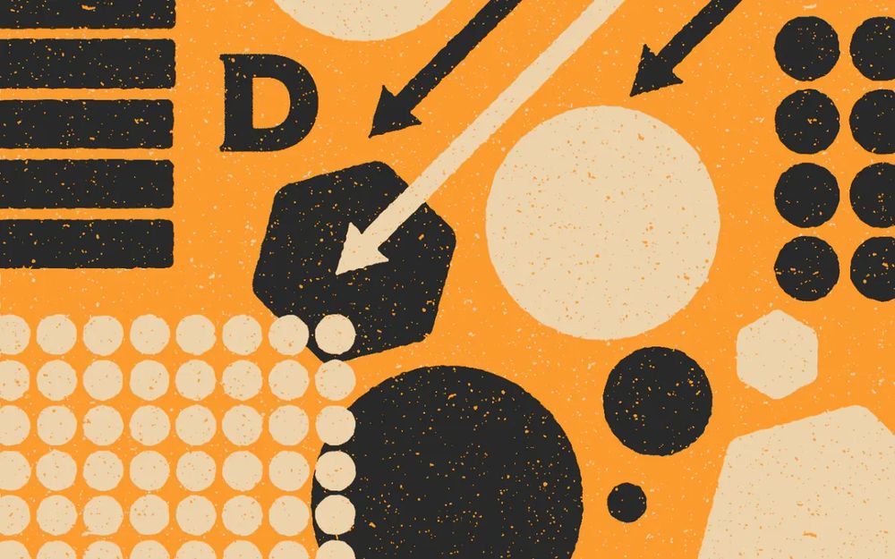 Design concepts all arranged on one page as arrows, shapes, and negative space.