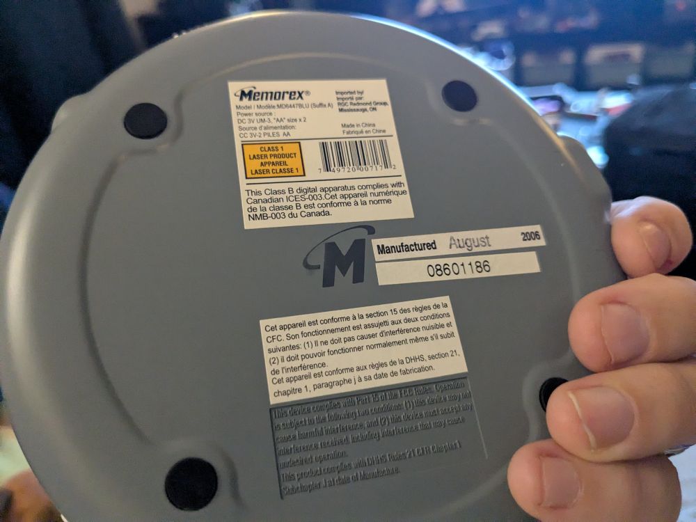 Back of the cd player 