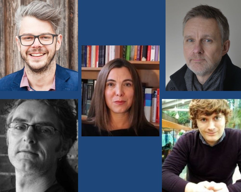 Photos of the five professors awarded ERC grants - Professor Steve Brewster,  Professor Adam Carter, Professor Ruth Dukes,  Professor Fergus McNeill and Professor Simon Hanslmayr.