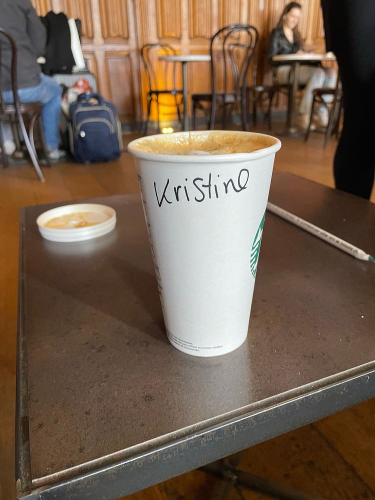 Latte with Kristine spelled „correctly“