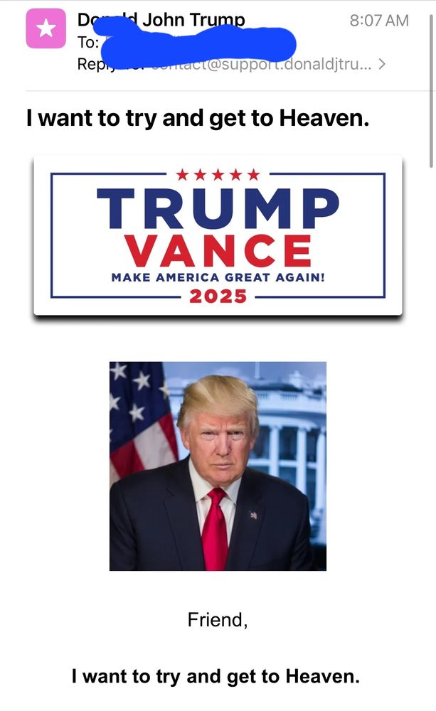 Donald Trump fundraising email for his funeral