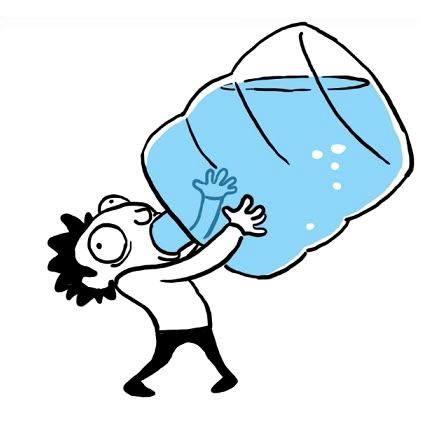 Desenho de um lindo rapaz com olhos esbugalhados, bebendo uns 20litros de água 