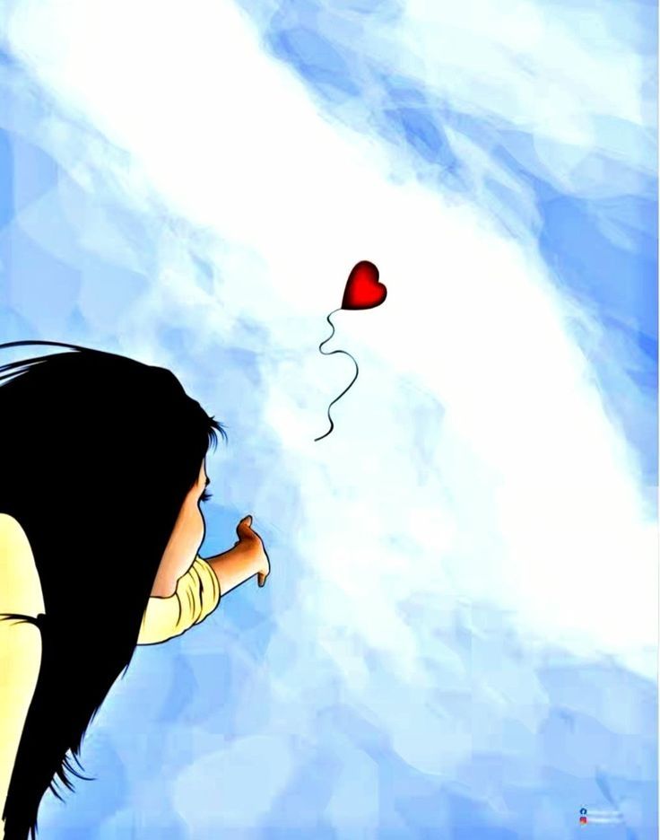 Mulher de cabelo preto e camisa amarela solta um balão em forma de coração em direção ao Céu azul 