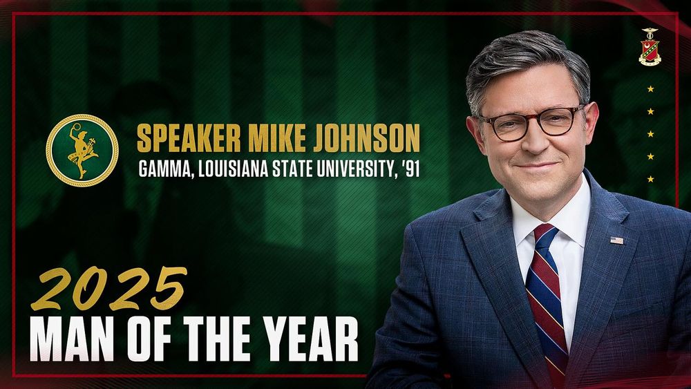 Disgraceful announcement that Mike Johnson has been named Kappa Sigma Man of the Year 2025