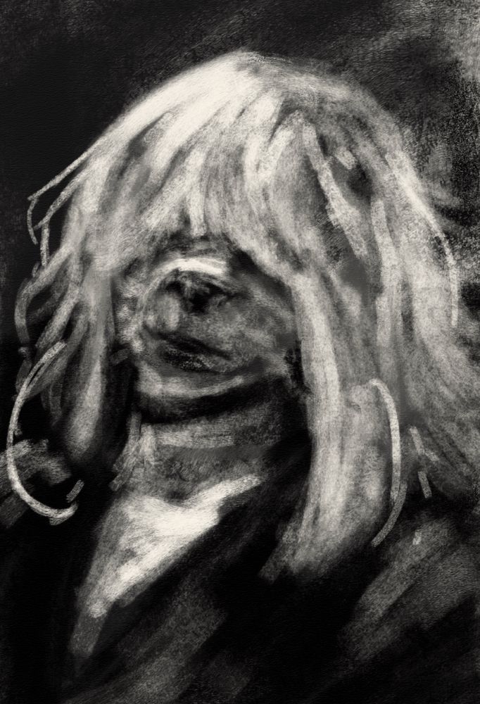 a black and white charcoal drawing of an anthropomorphic dog
#art #furry #furryart #kenart