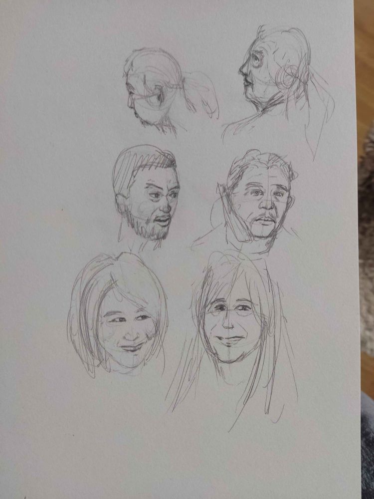 Face sketches, I used Line of Action(a nice website) for the refs