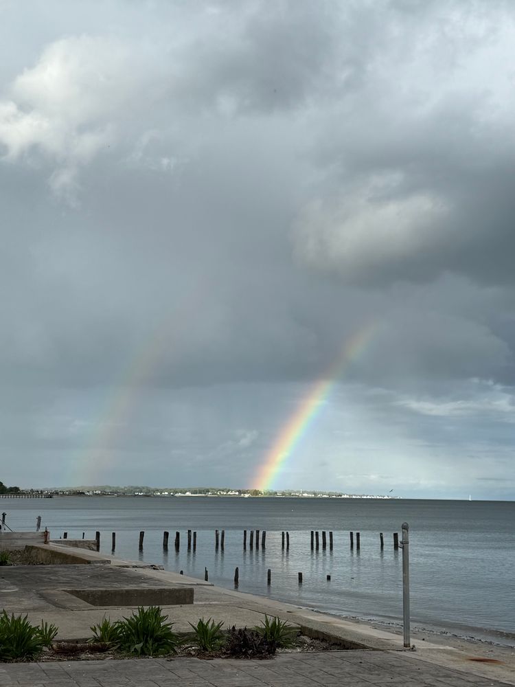 Double rainbow at the beach. 