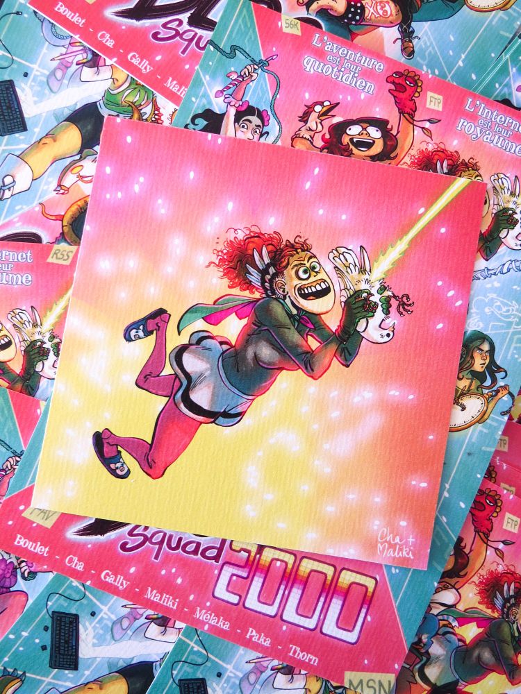 Tirage papier de seulement mon personnage avec Tooftoof qui tire un rayon laser de son cloaque