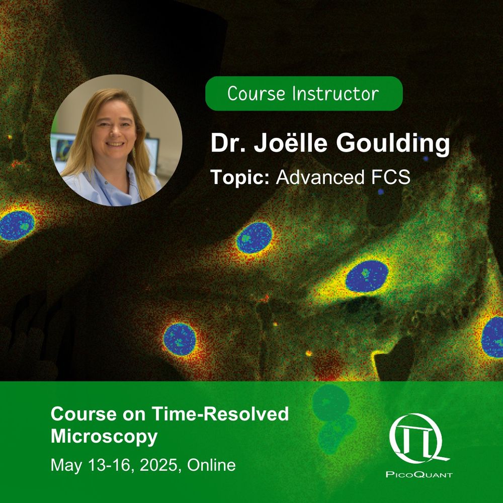 Dr. Joëlle Goulding will teach on Advanced FCS at PicoQuant's Course on Time-resolved Microscopy.