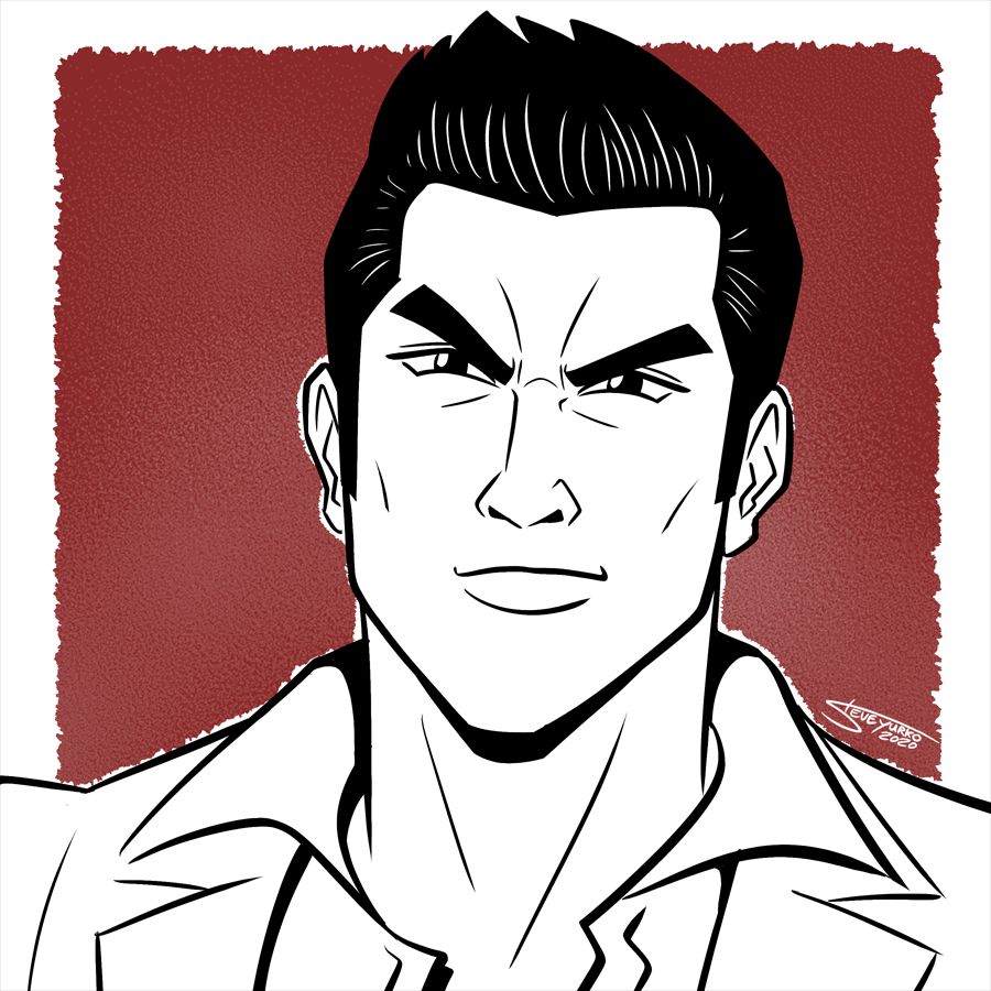 My drawing of Kazuma Kiryu as he appears at the end of Yakuza 0. Determinted but with a slight confident smirk.