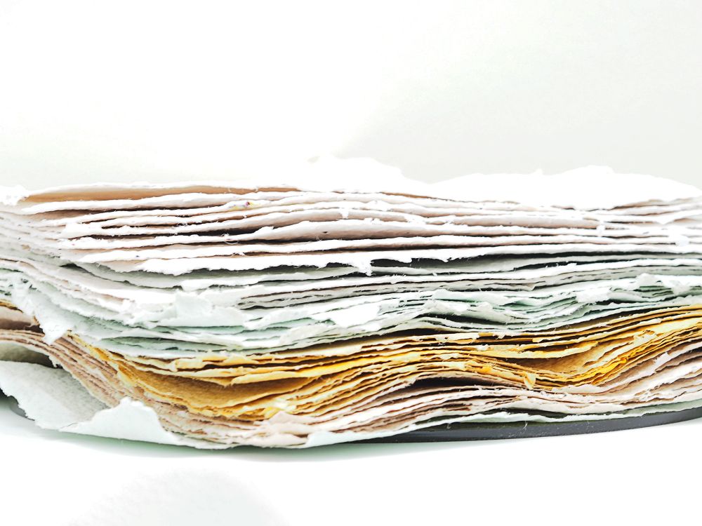 A pile of handmade paper