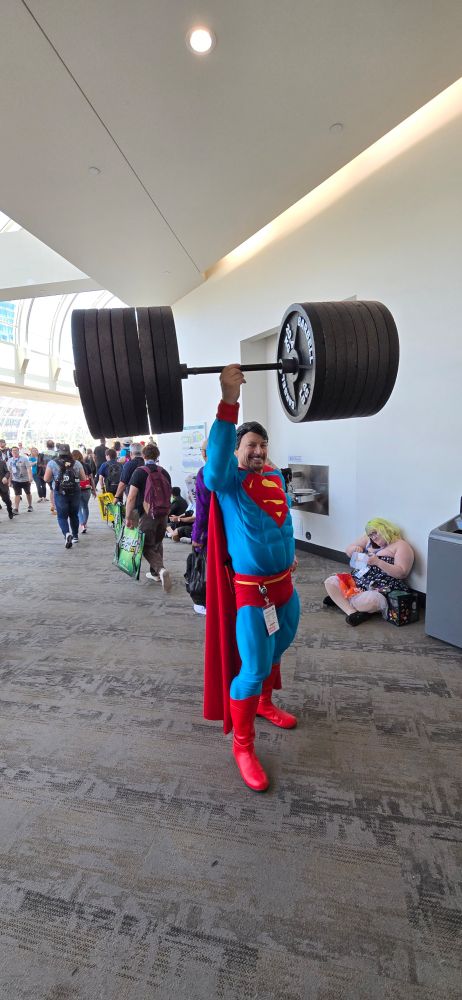 Superman shows off his strength at San Diego Comic-Con. 

