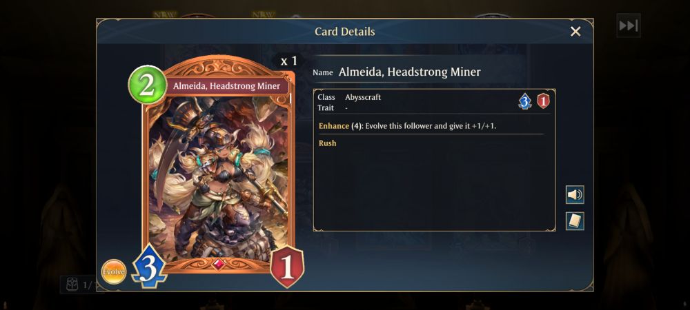 Almeida, Headstrong Miner en Shadowverse Worlds Beyond.
