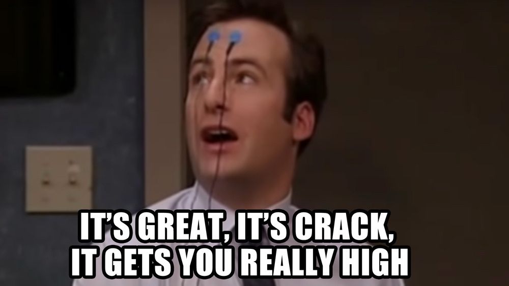 Bob OdenKirk in the lie detector test sketch from Mr Show, telling people about crack