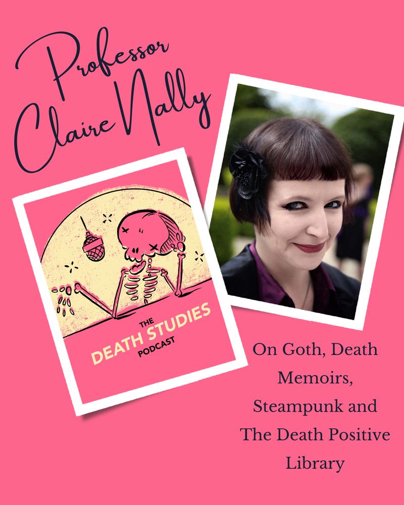 Our skeleton podcast logo next to a photo of Professor Claire Nally 