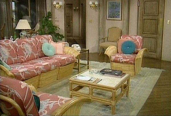 Photo of the Golden Girls living room. 