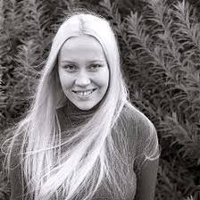 A black and white photo of the young Agnetha Fältskog, an angel among us mere mortals. 