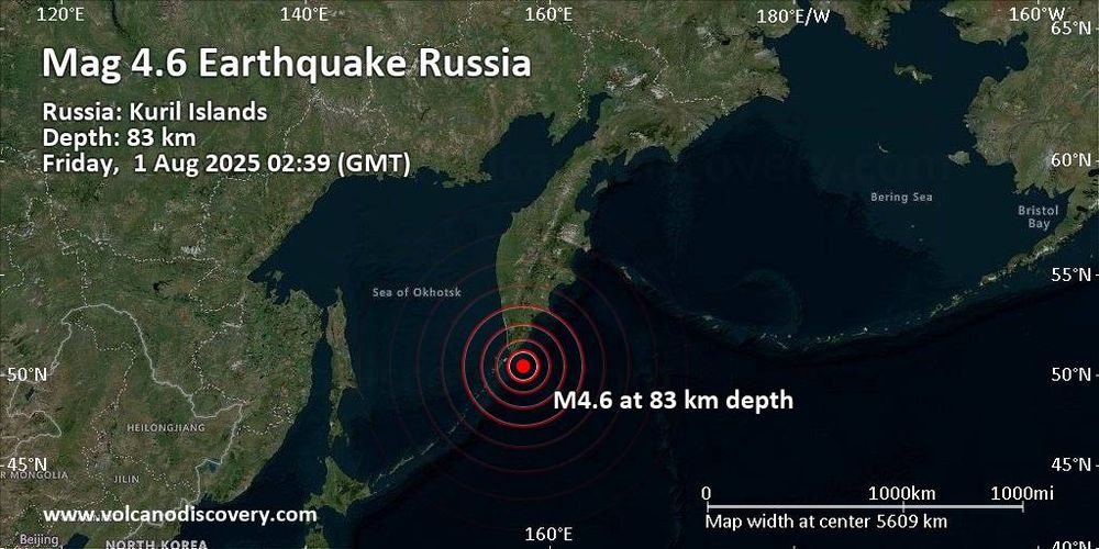 Moderate magnitude 4.6 earthquake at 83 km depth