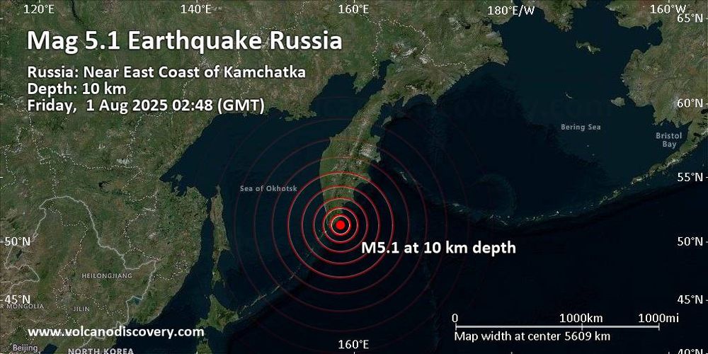 Strong magnitude 5.1 earthquake at unknown depth