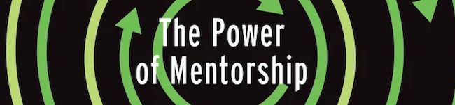 The words "The Power of Mentorship" from the cover of "Give First" by Brad Feld