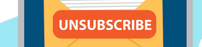 The word "Unsubscribe" on an illustration of an email "envelope"