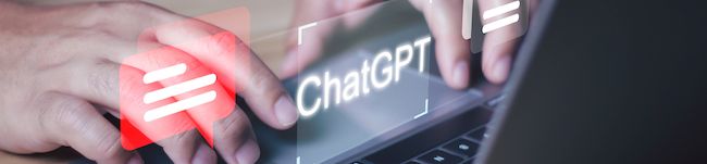 Illustration of the word "ChatGPT" on a laptop keyboard