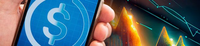 Stablecoin logo on a smartphone screen