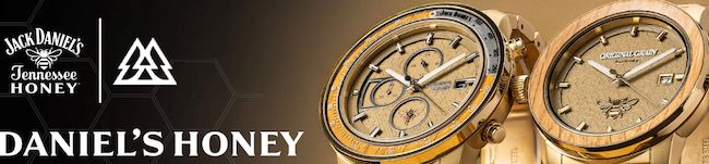 Screenshot from the Original Grain home page of two Jack Daniel's inspired watches.