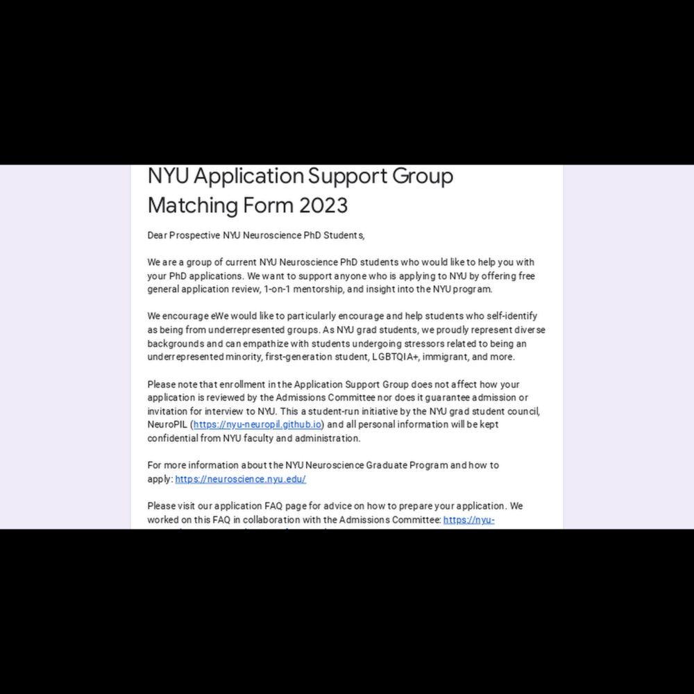 NYU Application Support Group Matching Form 2023