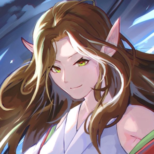 My OC Lady Cerys, an Elf-adjacent brunette. Commissioned art (details in profile)