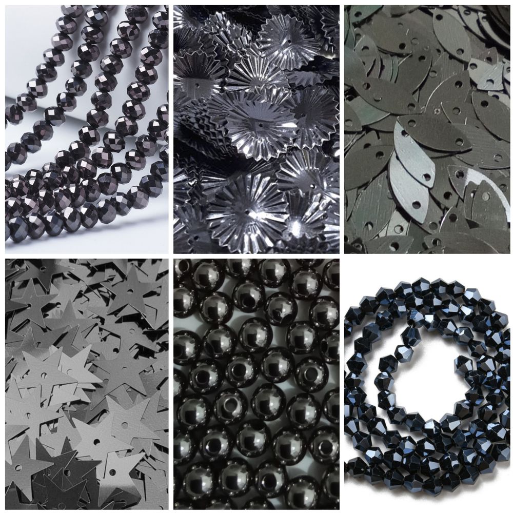 last week, we featured sequins and beads in shades of gunmetal grey 