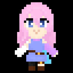 Tiny pixel sprite of a lil' skyfarer gal!