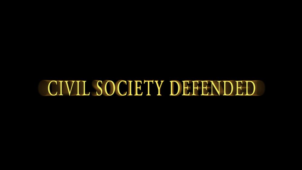 The Dark Souls "Victory Achieved" screen, but it's "Civil Society Defended"