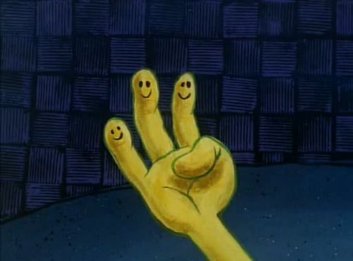 “The gang’s all here” a scene from spongebob where he draws smiling faces on his fingers to be less alone