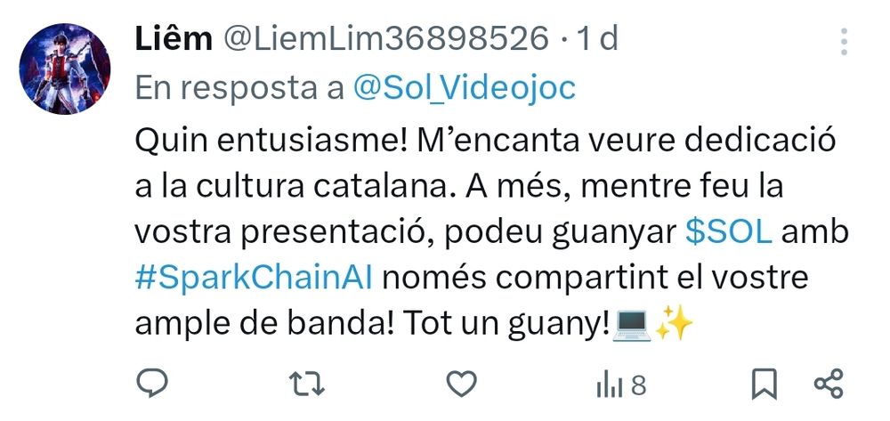 Cryptbro nostrat promocionant cryptomonedes i inteligencia artificial a un post de @Sol_videojoc