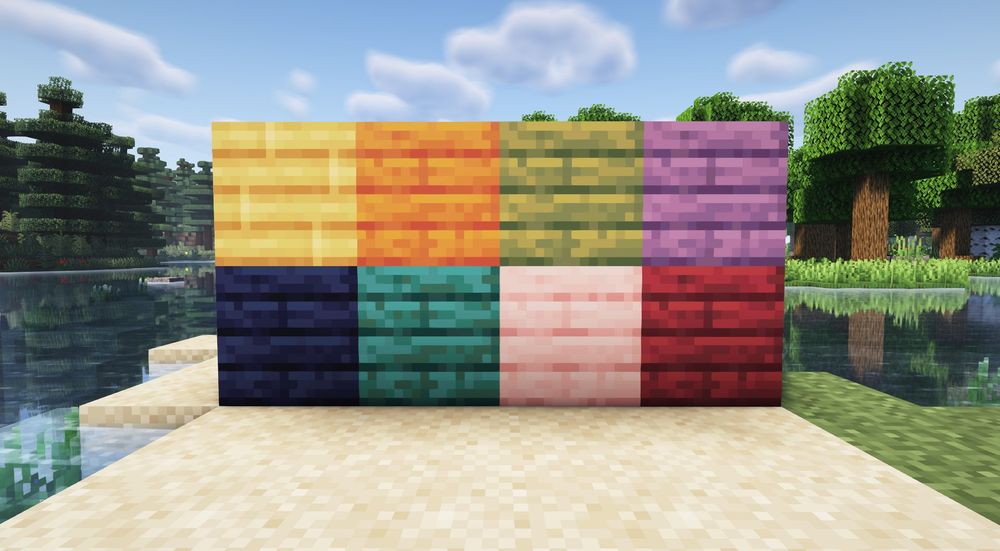 Minecraft: 4 different wood types stacked on top of other 4