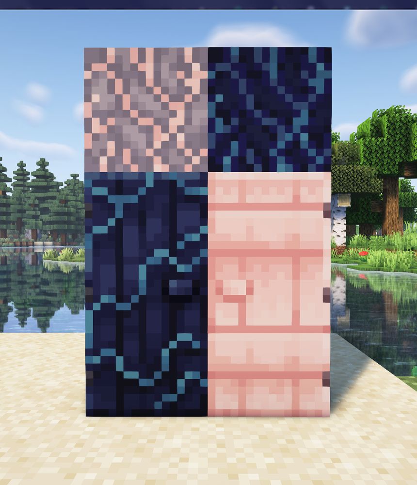 Minecraft: Azurite and rosewater doors and warped stems on top