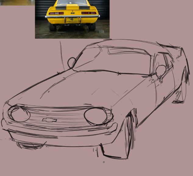 A sketchy of a camaro ss