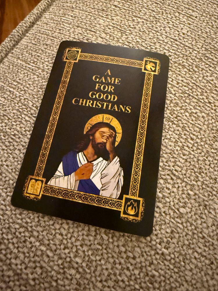 The back of a card from “a game for good Christians.”