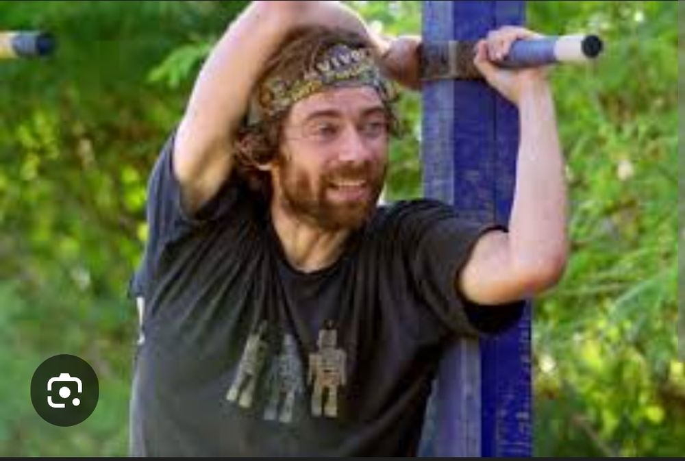 Christian Hubicki on Survivor during an immunity challenge for David v. Goliath.