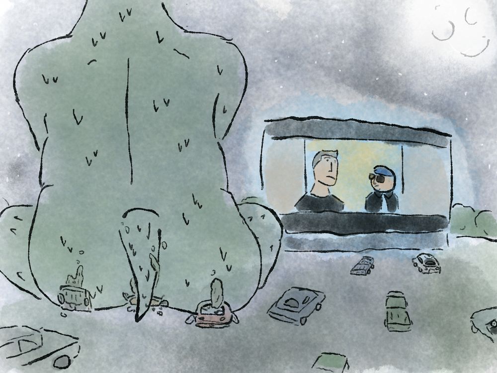 Giant lizard woman sitting down to watch a highly regarded and beloved moment within American cinema