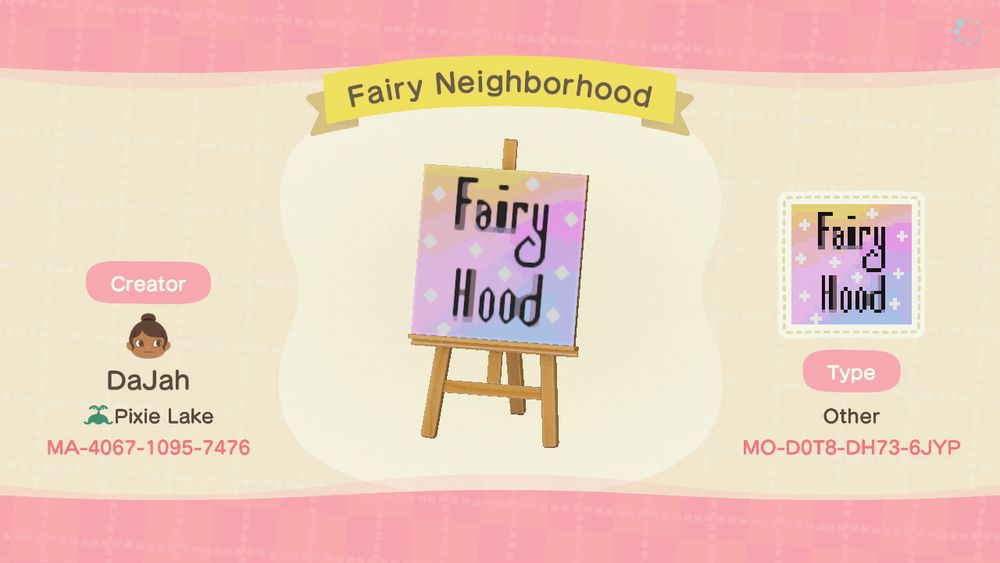 My design that says “Fairy Hood” which is short for Fairy Neighborhood 