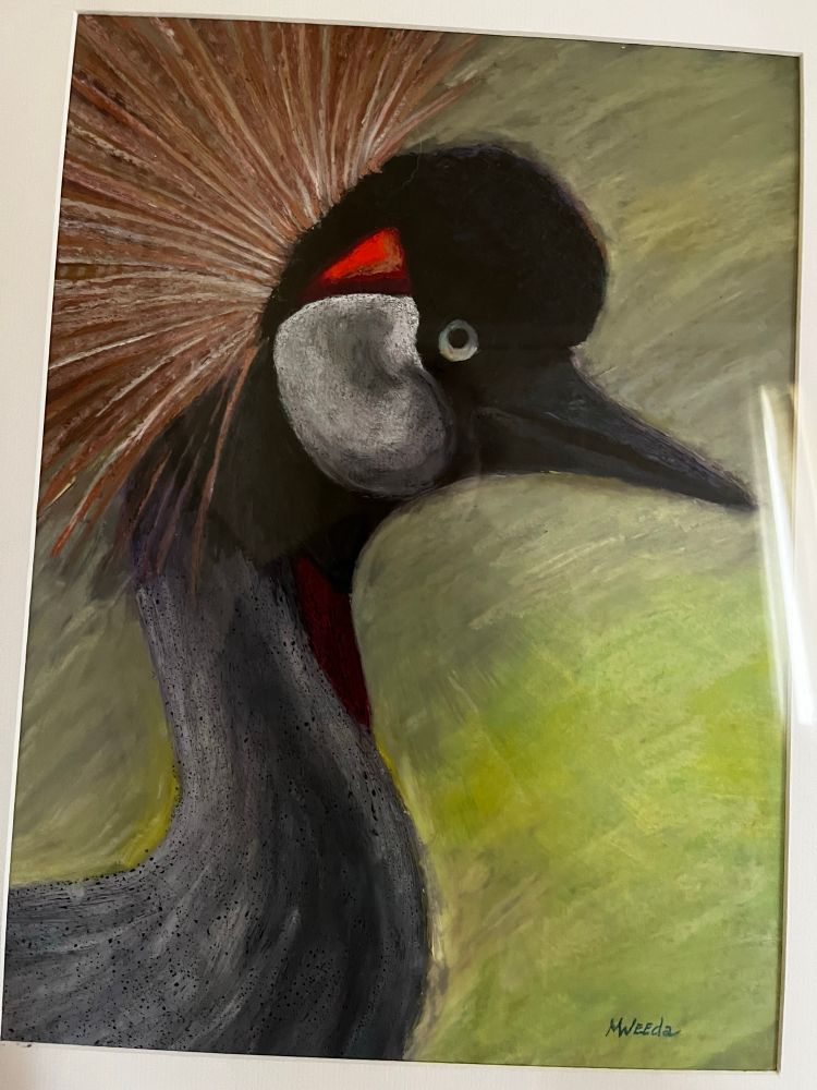Large bird created with Oil Pastels