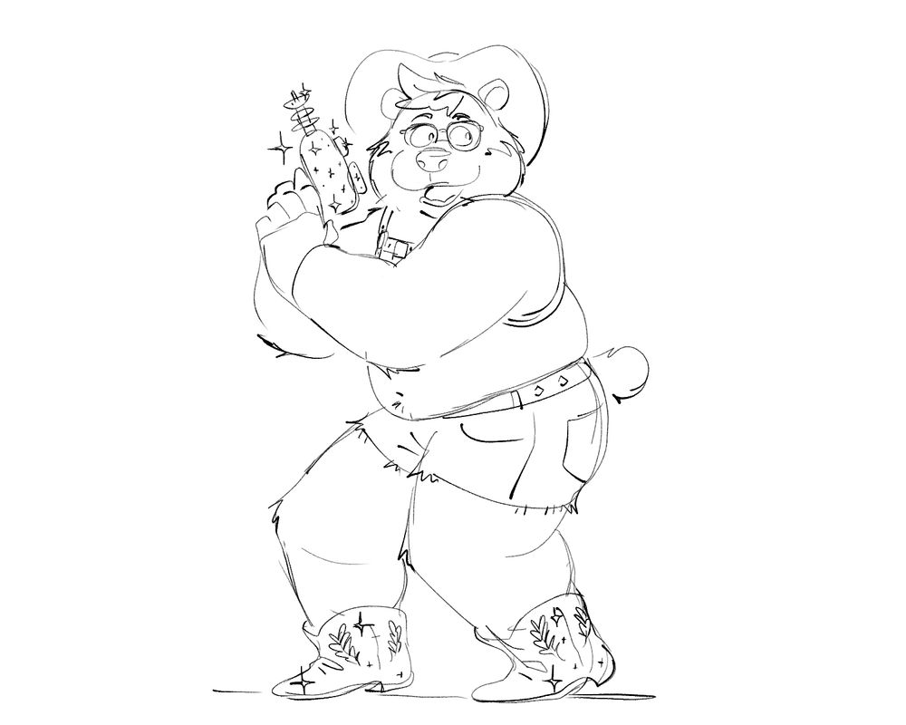 Kilgore wearing a cowboy hat, chest harness, short shorts and cowboy boots, holding a retro-futuristic laser gun, posing like one of Charlie's Angels