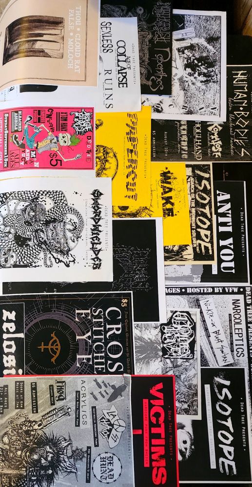 A bunch of punk and metal flyers