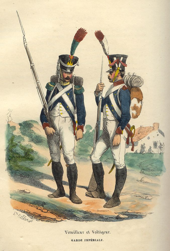 Image: Tirailleur et Voltigeur, Garde Impériale by Hippolyte Bellangé and Jules David (engraved by A. Barbant), public domain. Source: Wikimedia Commons