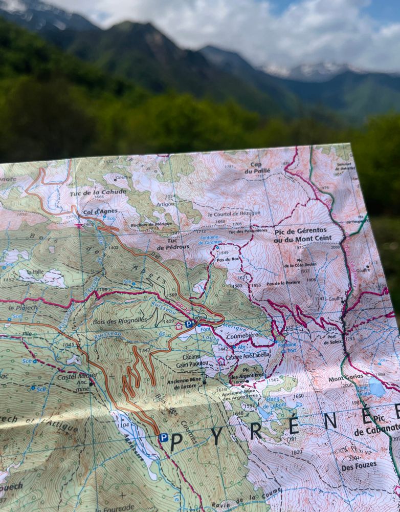 Paper map of the area around Coumebiere.